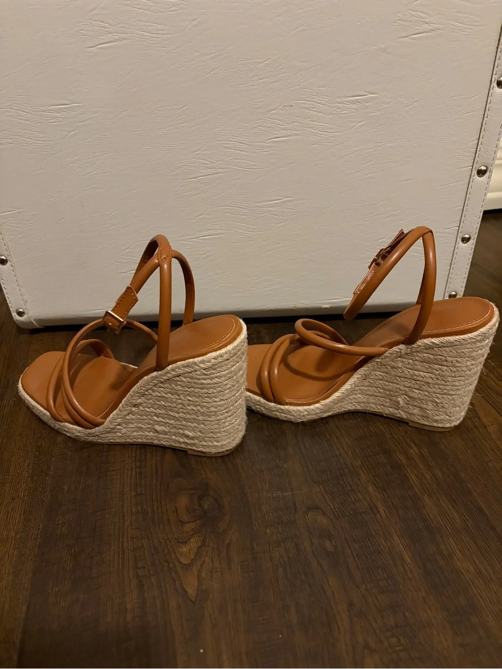 MNG Tan Wedge Sandals w/ ankle strap Sz 37